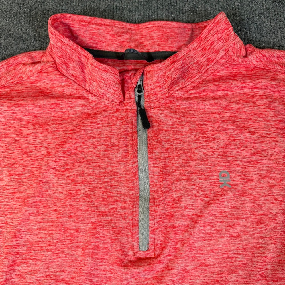 DK Active Womens Pink Space Dye Long Sleeve Athletic Top Thumbholes Quarter Zip